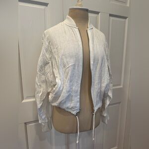 BB Dakota Textured Cream Bomber Jacket